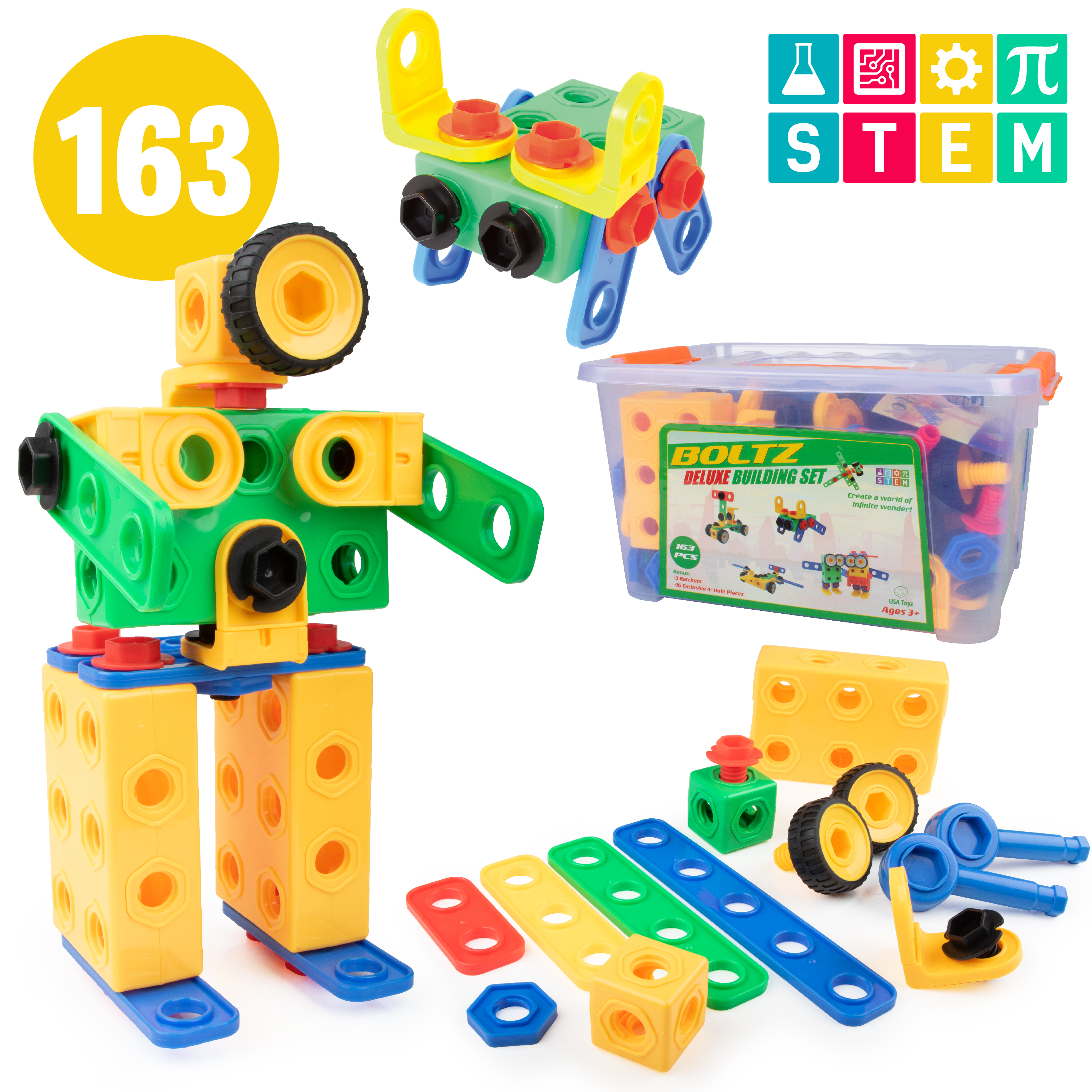 Boltz Educational Building STEM Toy Set (163 pieces)